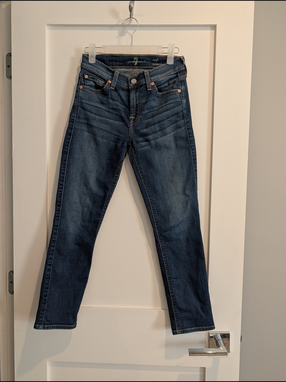 7 For All Mankind Dark Blue Straight Leg Jeans